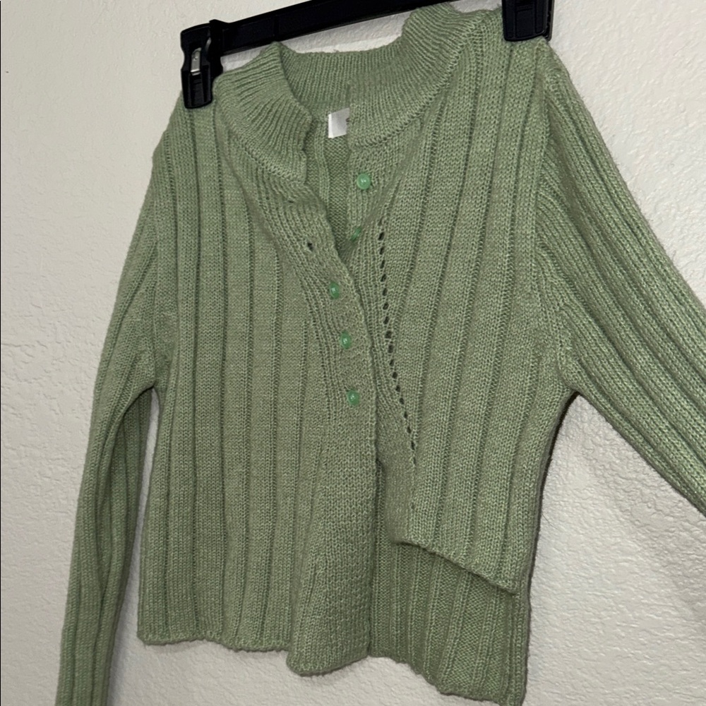 Storets Sage Green Ribbed Cardigan
